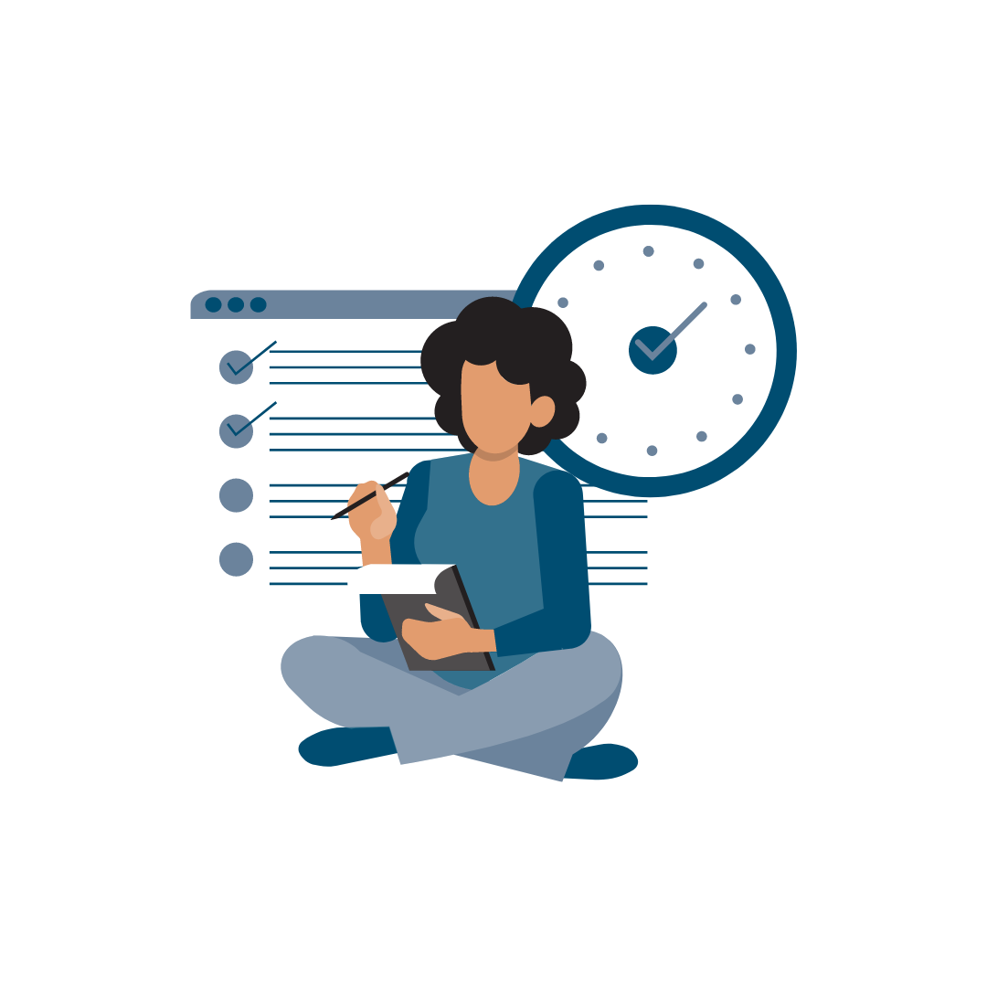 Reviewing Application graphic featuring an individual checking off requirements.