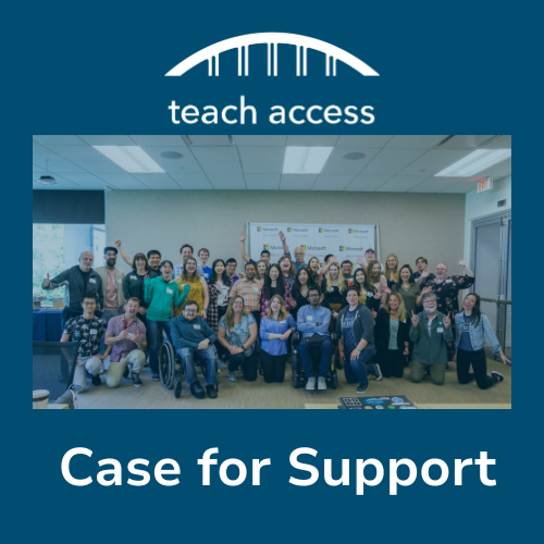 Teach Access Case for Support with a photo of a group of people cheering.