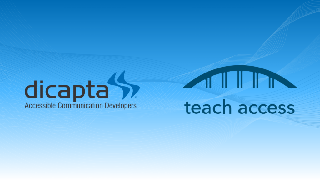 Graphic with blue background and logos of dicapta and Teach Access.